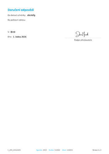 Třetí strana formuláře pro nabytí zbraně podléhající ohlášení