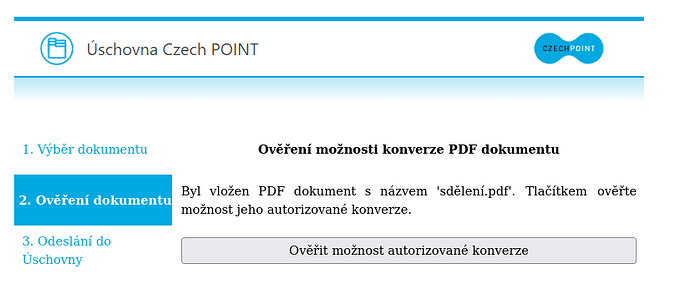 Spuštění procesu ověřování