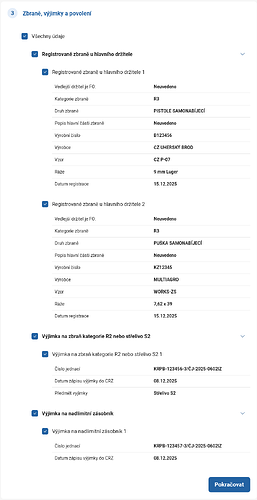 Zbraně, výjimky a povolení